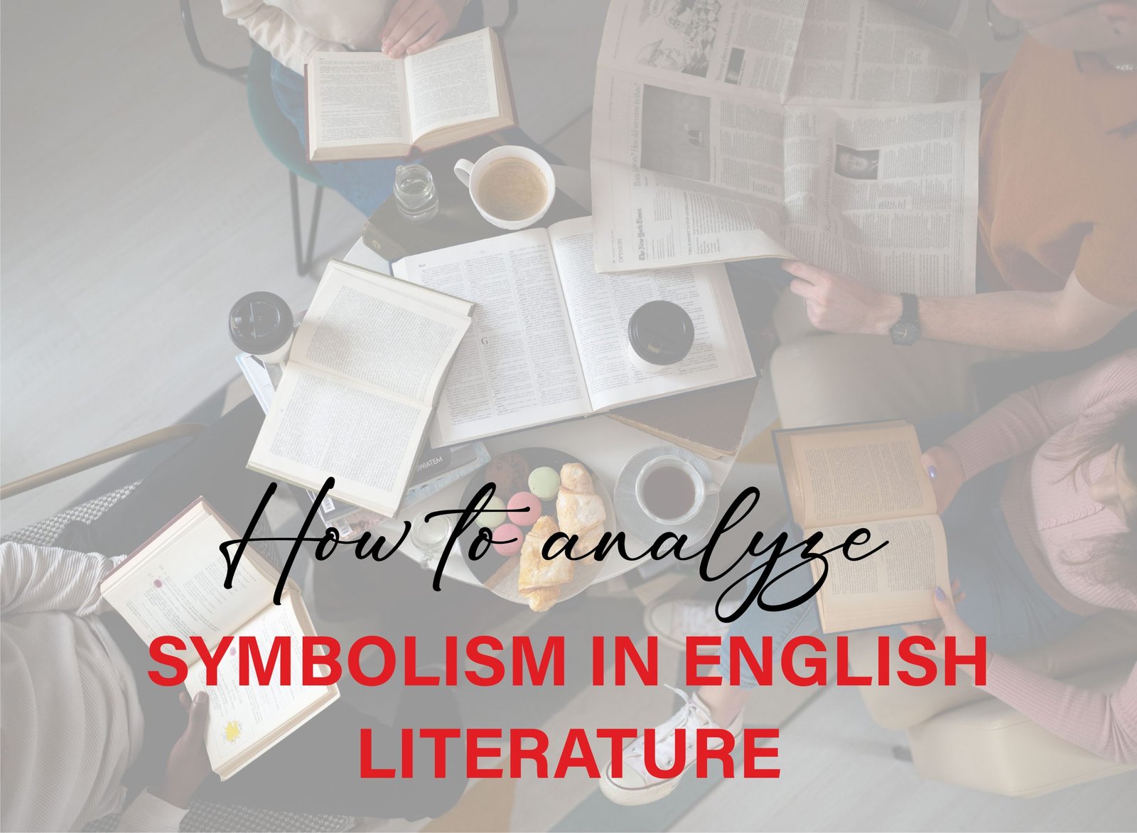 Student analyzing an open book with notes and symbolic imagery to study literary symbolism