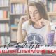 Student studying English literature with notes and books to prepare effectively for an upcoming exam