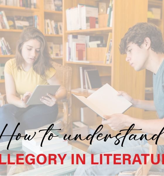 Open book with symbolic illustrations representing deeper allegorical meanings in literature