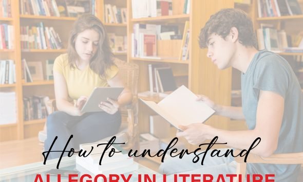 Open book with symbolic illustrations representing deeper allegorical meanings in literature