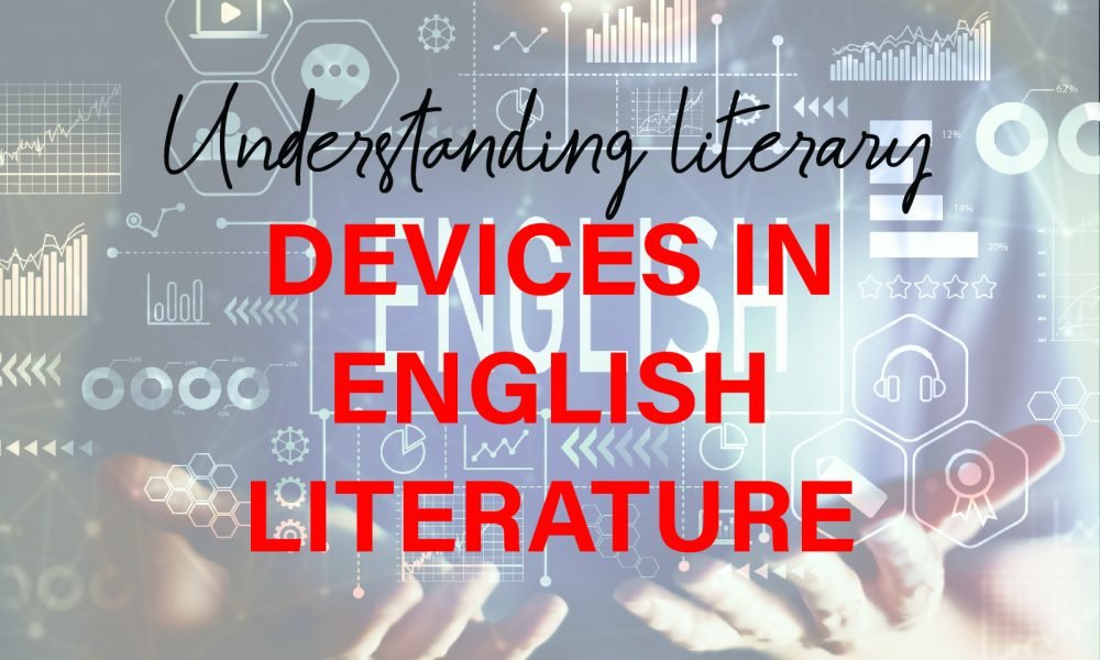 Illustrated book with notes highlighting metaphors, symbolism, & irony to explain key literary devices in English literature