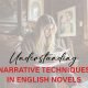 Open novel with reader’s notes analyzing narrative techniques like voice, perspective, and tone